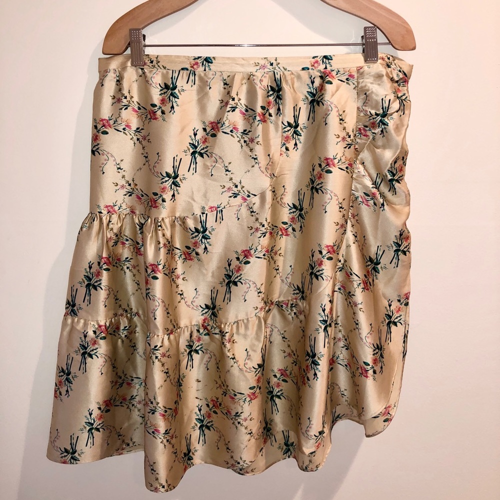 Cynthia Rowley Asymmetrical Silk Floral Skirt